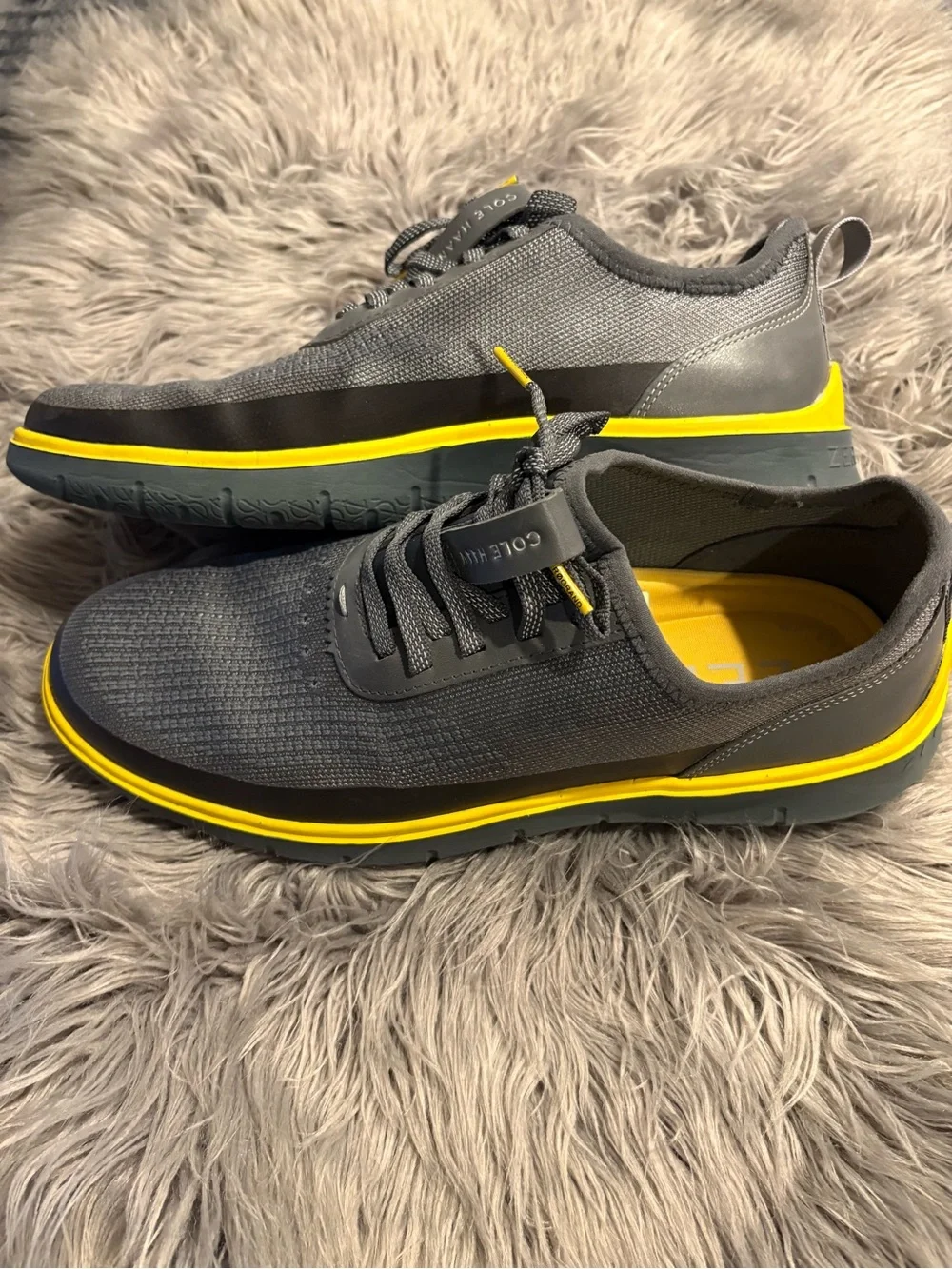 Cole Haan Zero Grand Gray Sneakers with Yellow Trim